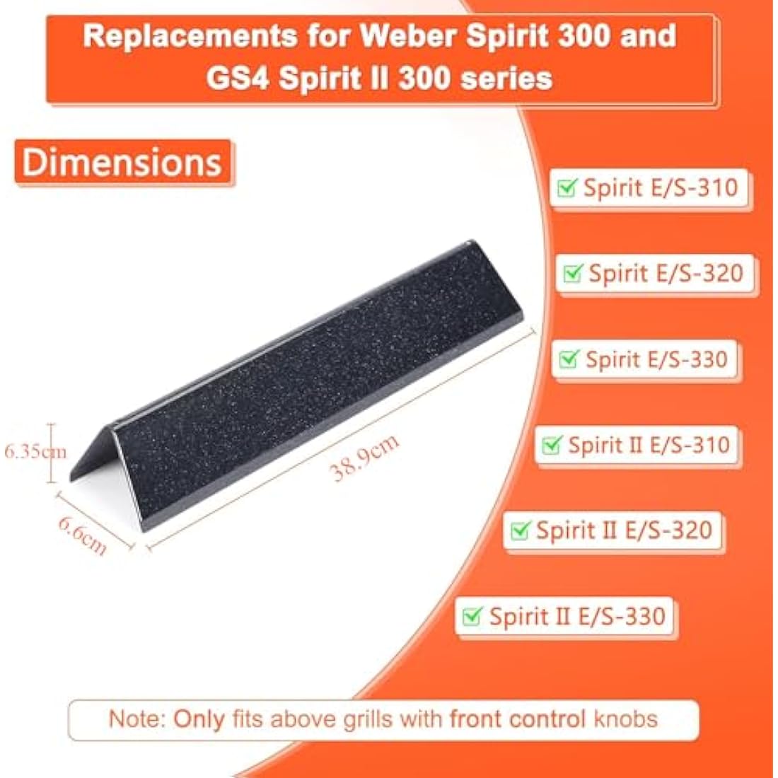 GFTIME 38.9CM Porcelain Steel Flavorizer Bars for Weber Spirit 300 Series