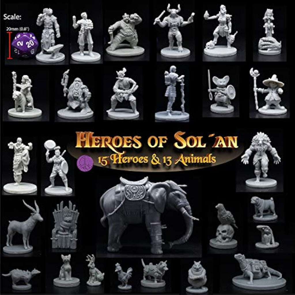 Wildspire Heroes & Troll King DND Miniatures | 29 Unpainted 28mm Figures