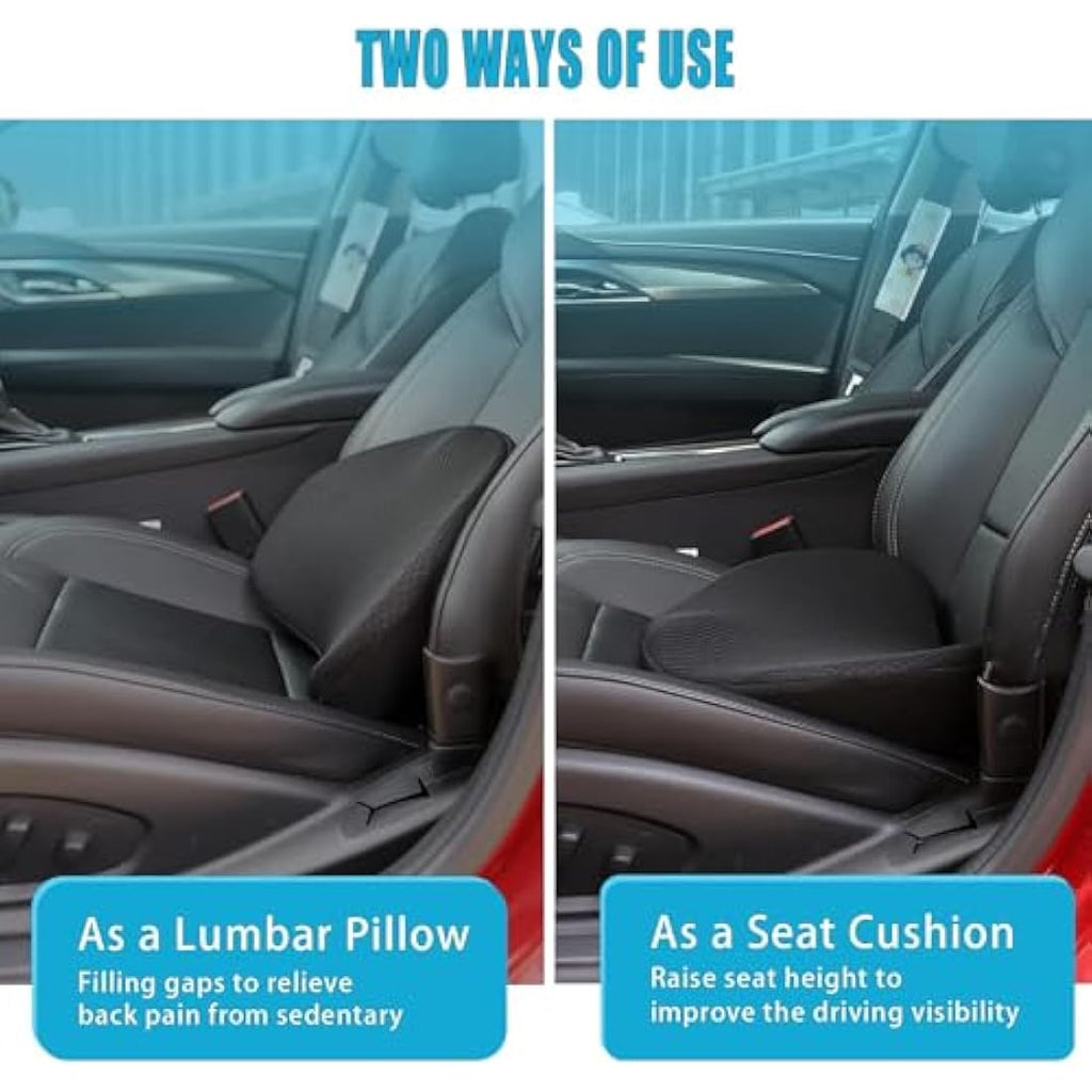 OLYDON Car Seat Cushion – Memory Foam Lumbar Support for Driving, Black