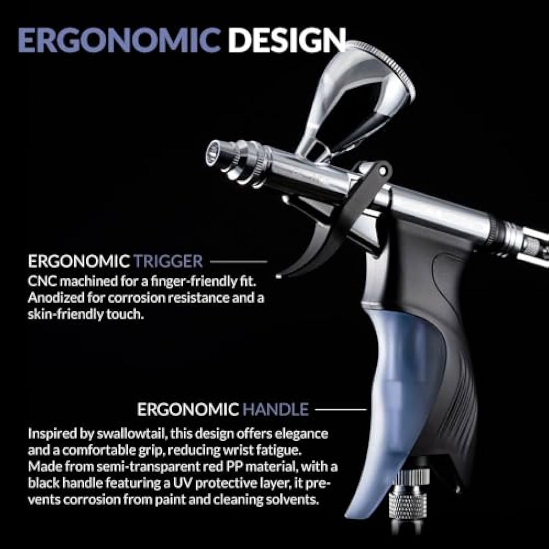 Gaahleri Ace Series Airbrush Kit | 3 Needle Sizes & Mirror Paint Cups
