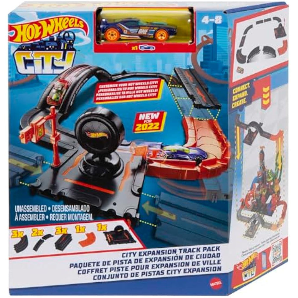 Hot Wheels City Track Pack – 10-Piece Expansion Set with Toy Car
