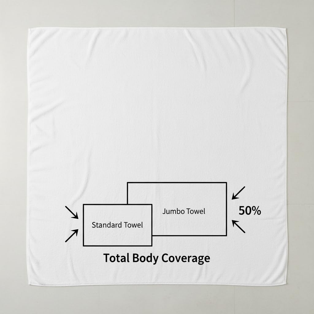 Aaf Textiles Bath Sheets Extra Large Oversized 96 x180 cm in White, 100% Egyptian Cotton Style 515 GSM Shower Towel – Thick and Absorbent - image 3