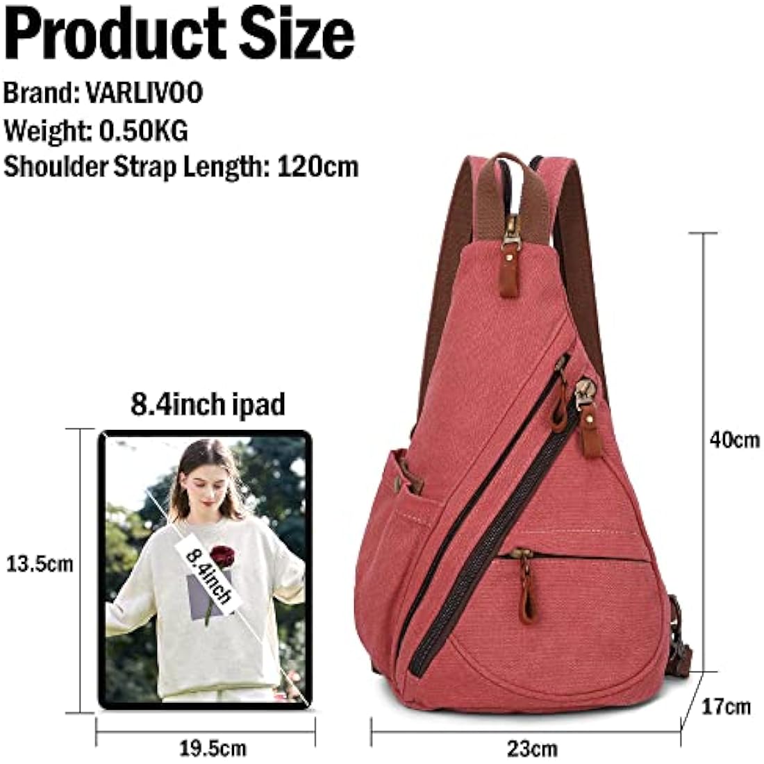 VARLIVOO Waterproof Canvas Sling Bag – Unisex Crossbody Hiking Daypack