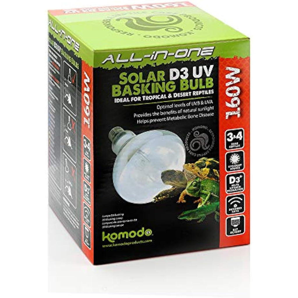 Komodo Solar D3 UV Basking Bulb | 160W Reptile Heat & Light Lamp