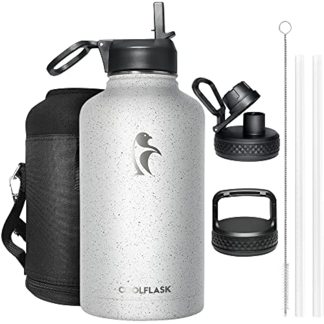 Coolflask 2L Insulated Water Bottle | Half Gallon Stainless Steel – Starry White