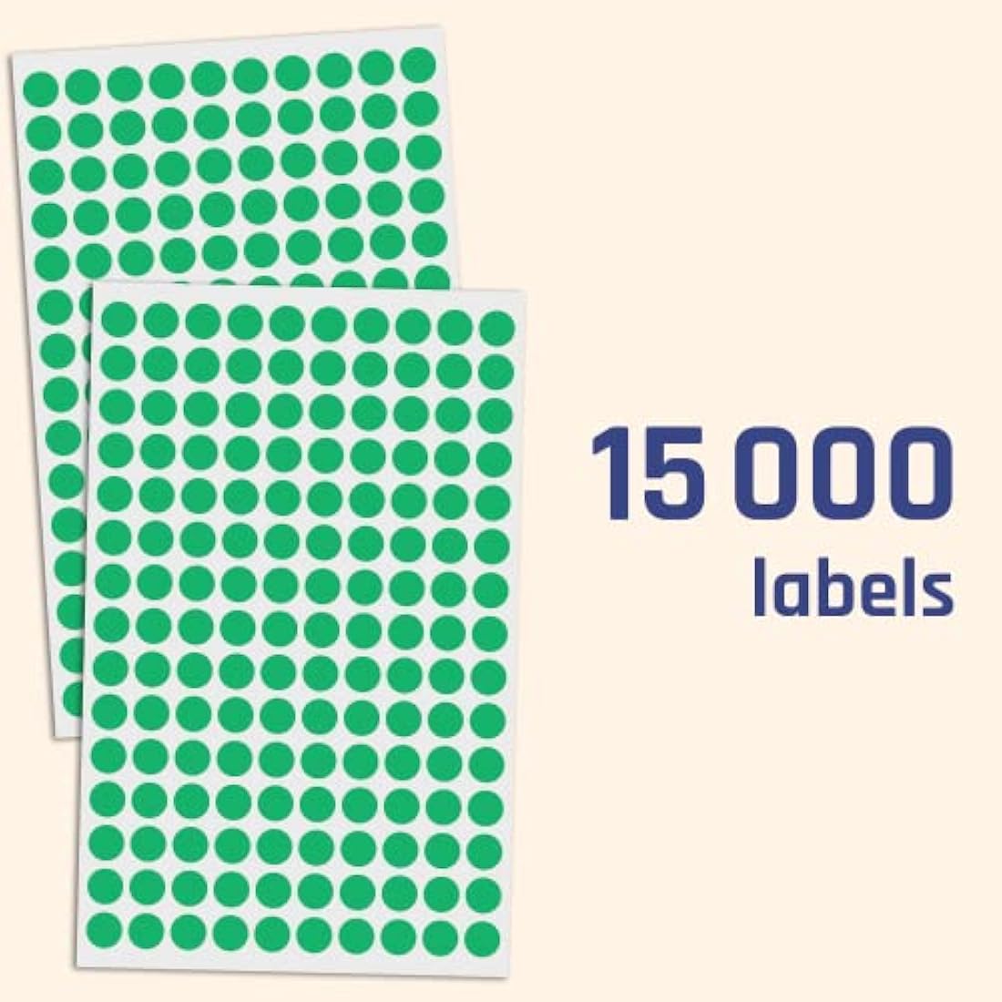 10mm Green Round Dot Stickers - 15,000 Self-Adhesive Labels