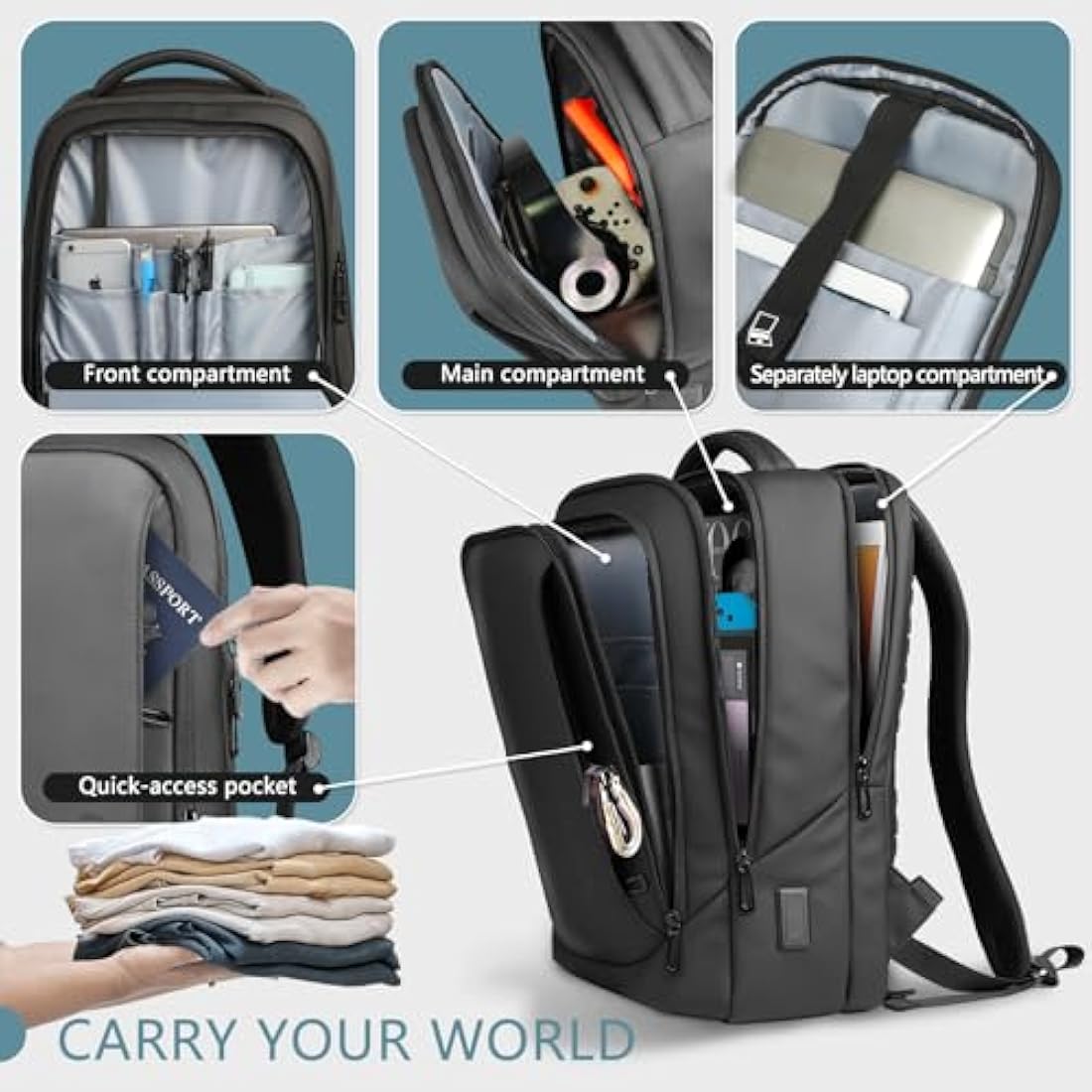 Heroic Knight Men's 15.6 Inch Laptop Backpack | Anti-Theft USB Travel Bag