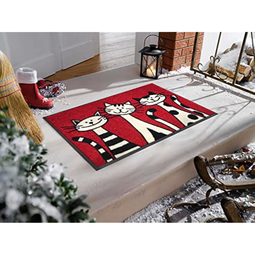Jolof Store Three Cats Door Mat – Washable Non-Slip Nylon, 50x75 cm