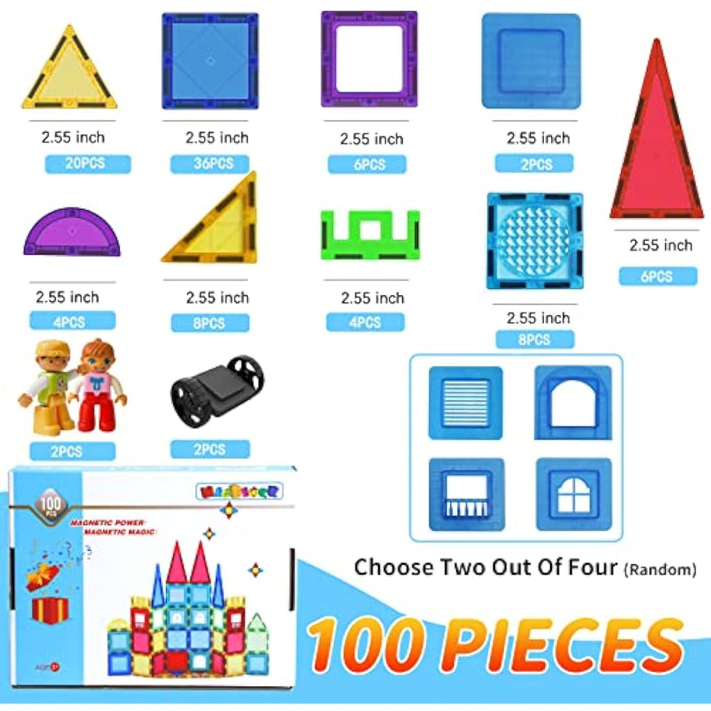 Magblock 100PCS Magnetic Building Blocks – STEM Educational Tiles Set