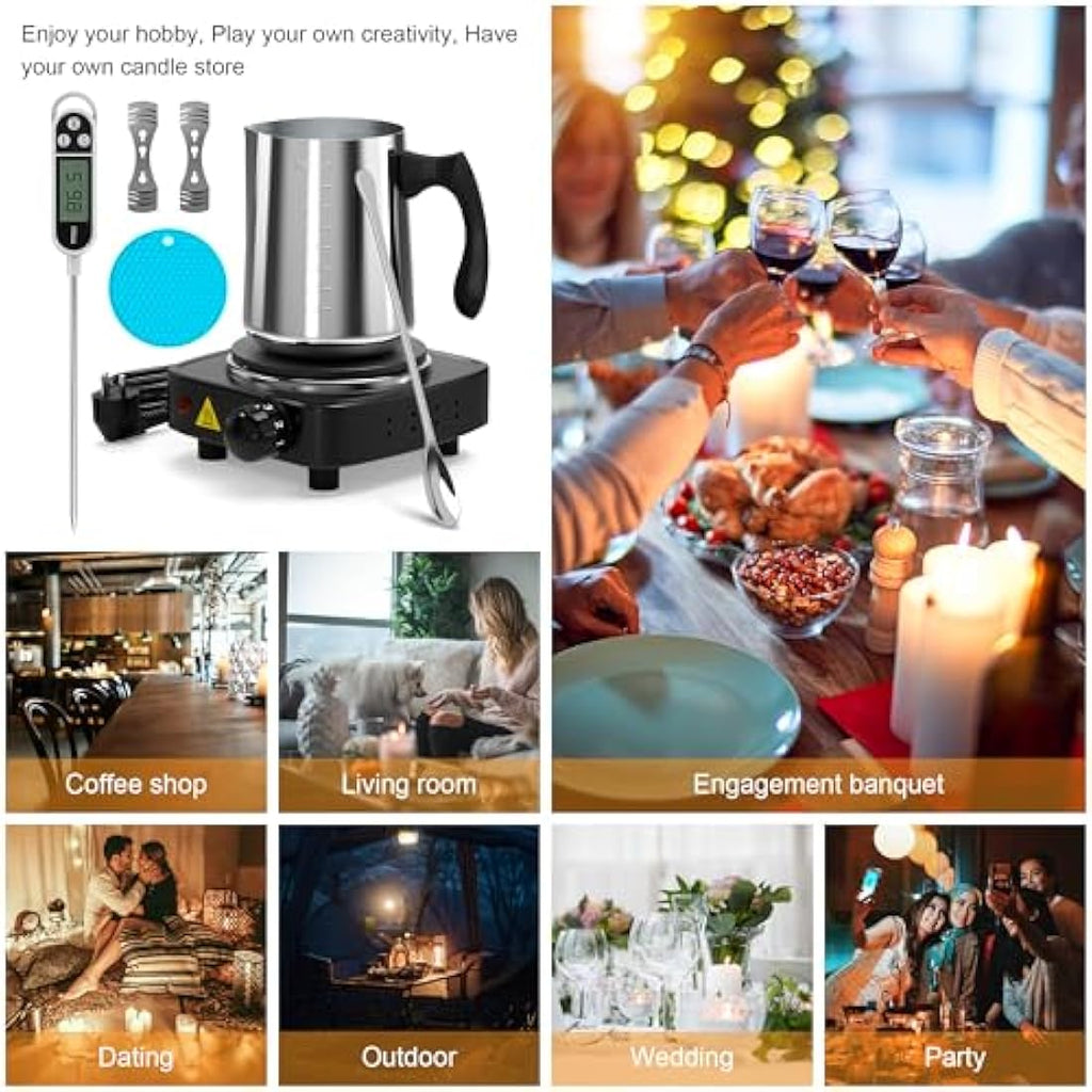 Ohcans Candle Making Kit with Electric Hot Plate | 900ml DIY Starter Set