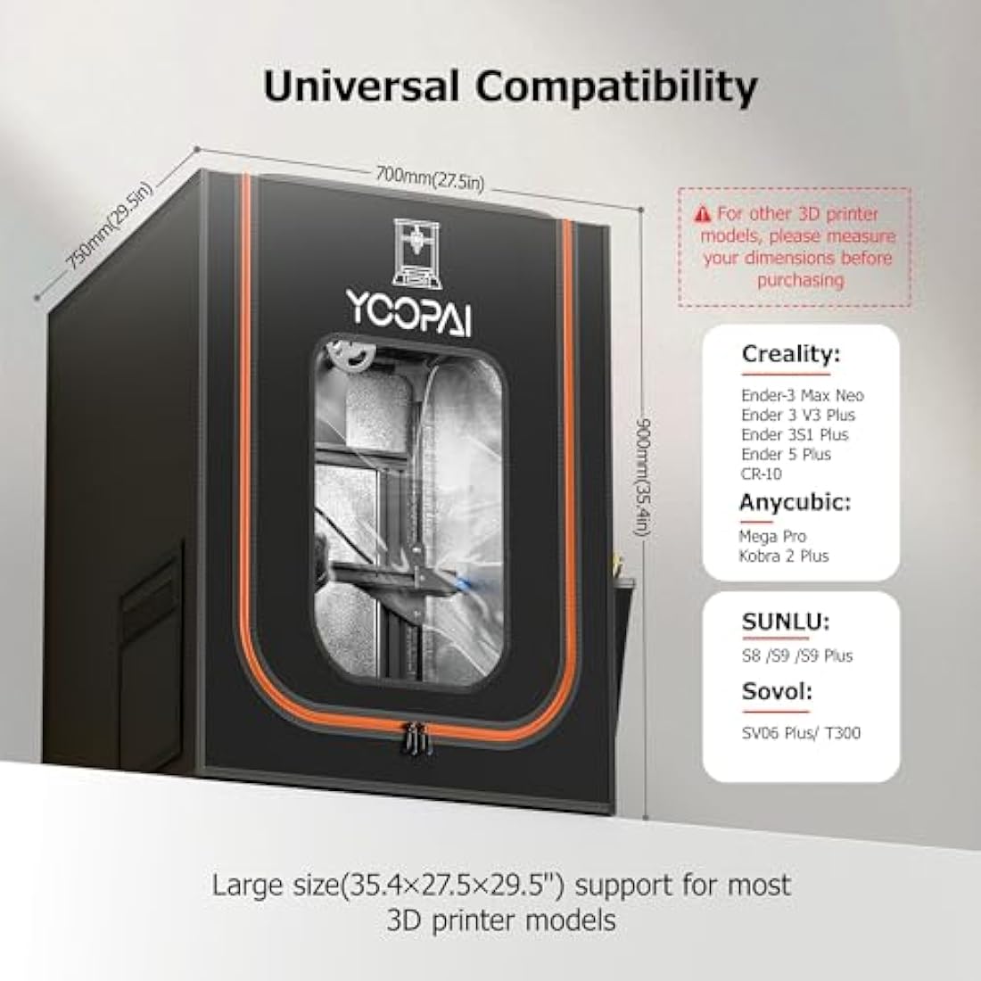 3D Printer Enclosure – Fireproof Dustproof Tent with LED Light