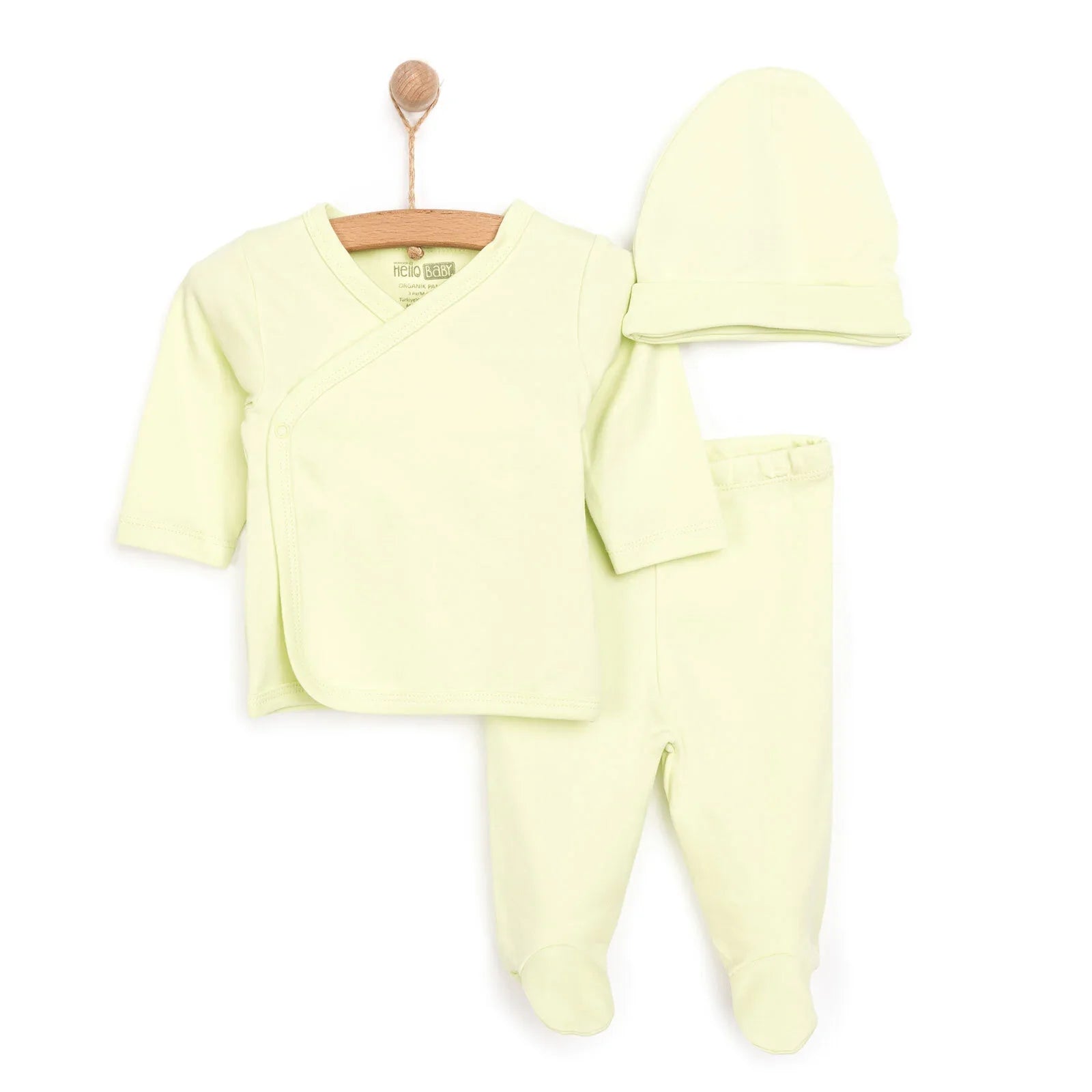 HelloBaby Newborn Organic Wrapover Top-Hat - Green