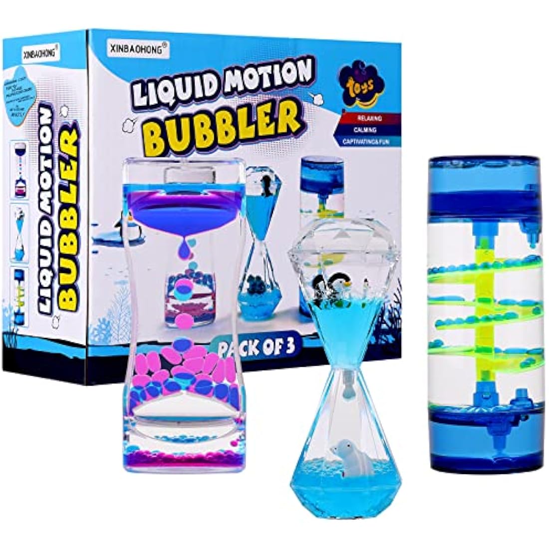 Jolof Store Liquid Motion Bubbler Sensory Toy - 3 Pack Calming Timer