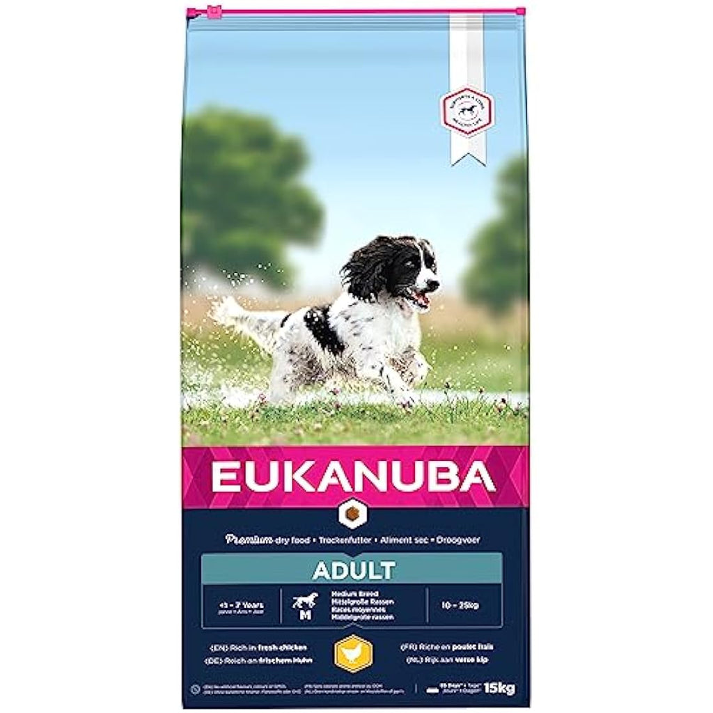 Eukanuba Adult Medium Breed Dry Dog Food - Fresh Chicken, 15kg
