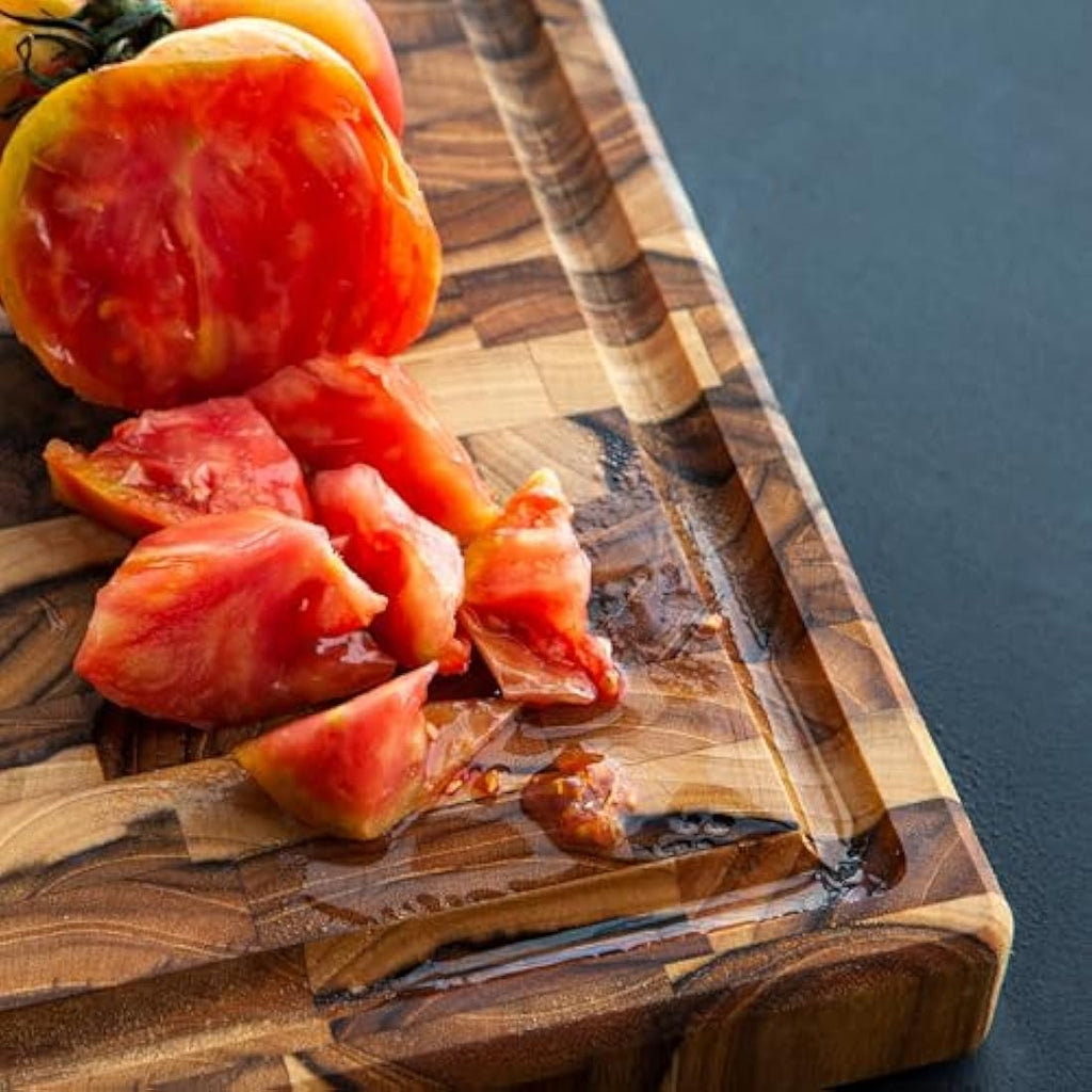 Erreke End Grain Teak Wood Chopping Board with Juice Groove – 44cm