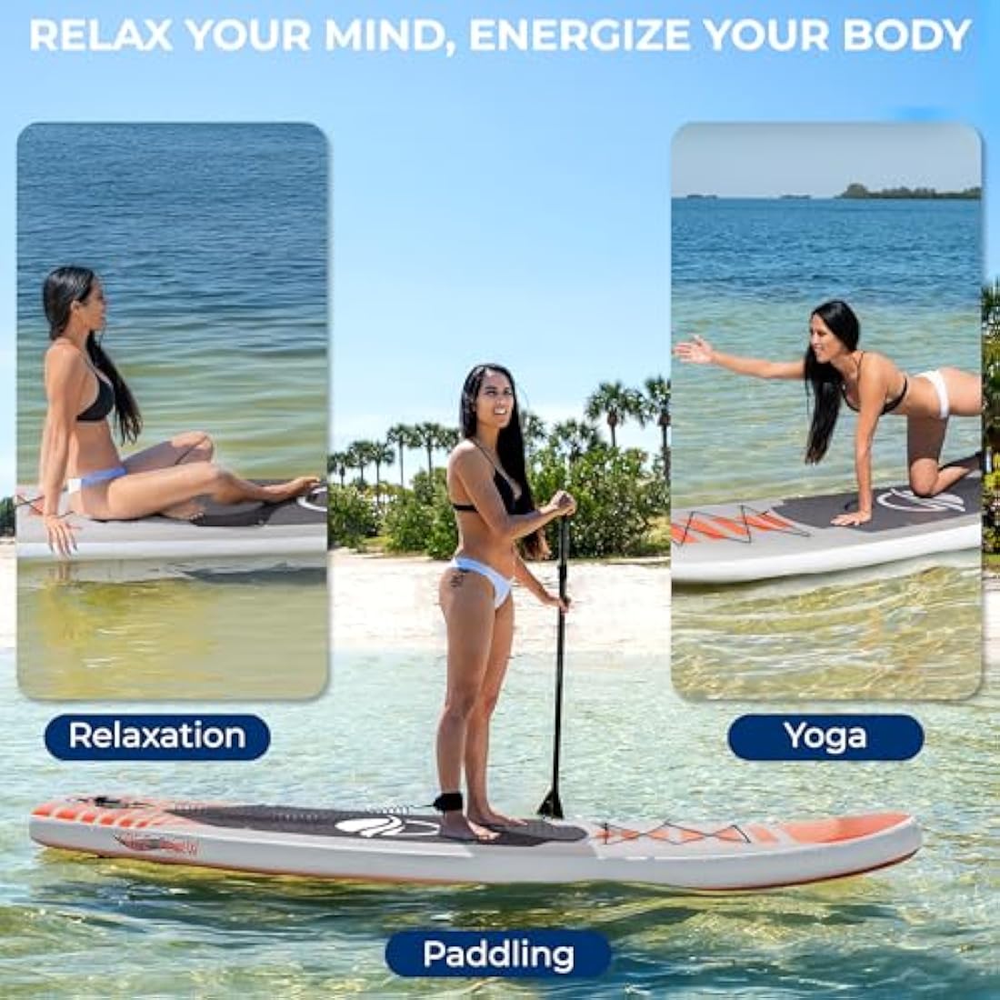 SereneLife Inflatable Stand Up Paddle Board - 10.5ft Non-Slip SUP Kit