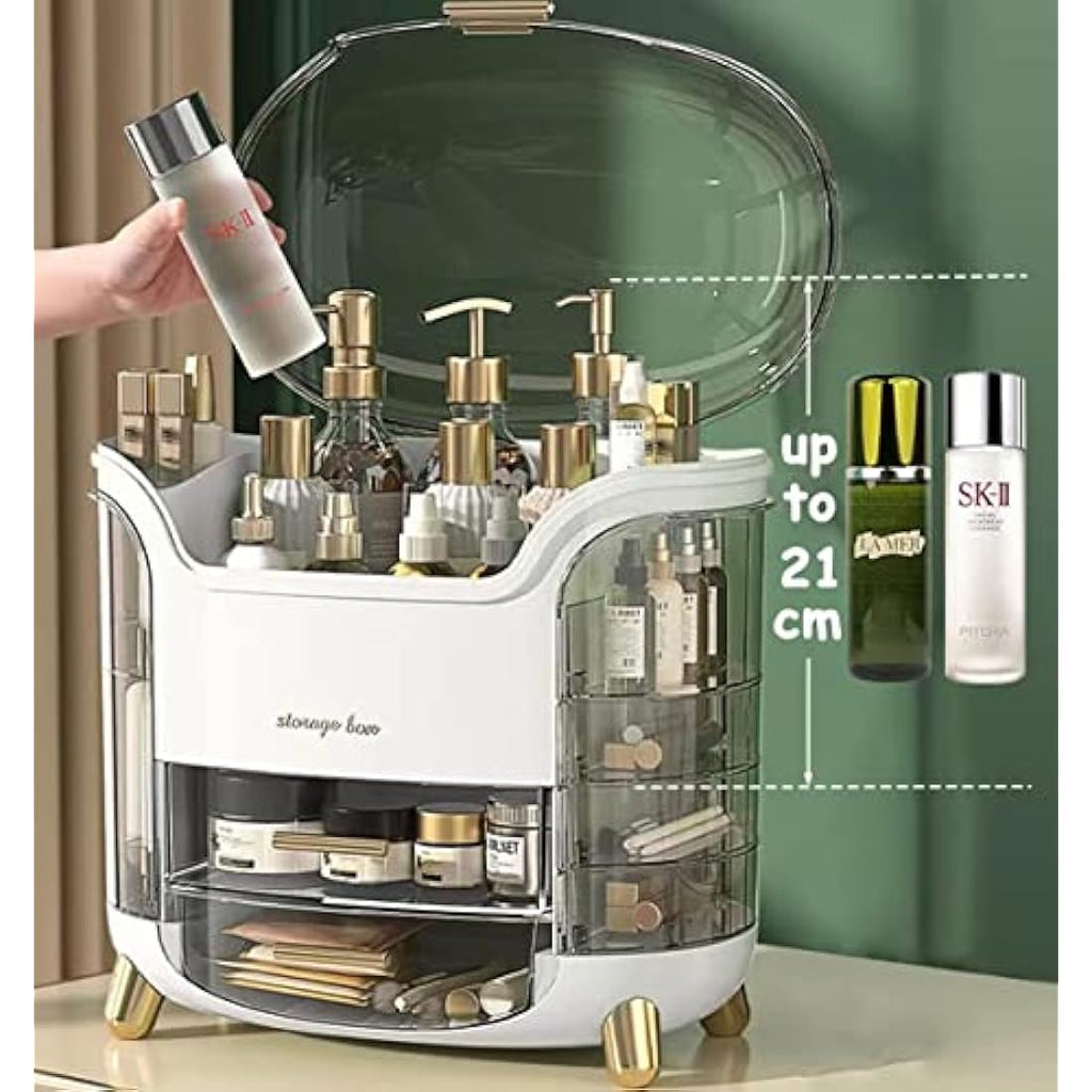 Jolof Store Makeup Organizer – Large Acrylic Skincare Storage Case with Drawers