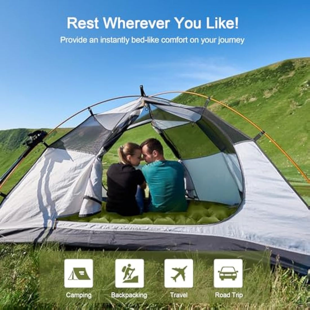 HiiPeak Double Camping Sleeping Pad | Ultralight Inflatable Mat with Pillow