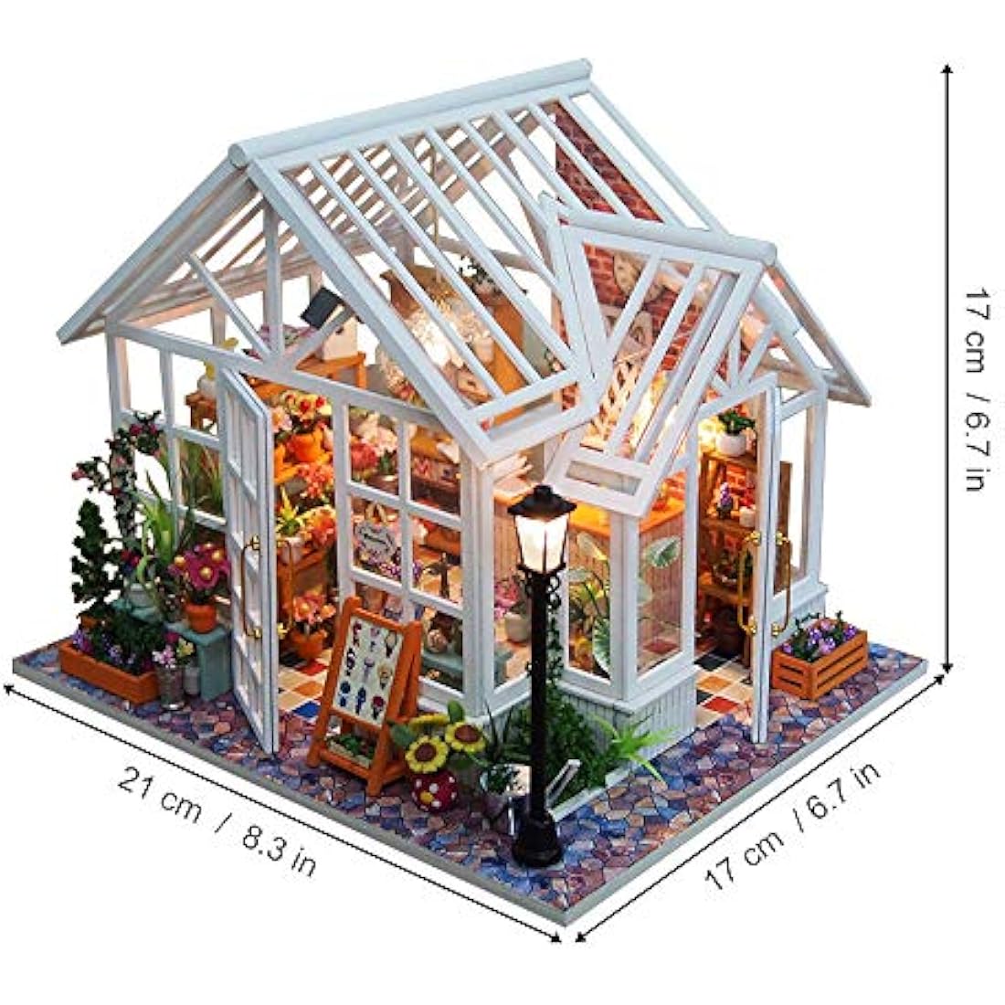 GuDoQi DIY Miniature Flower Shop Dollhouse Kit with Music - 1/24 Scale