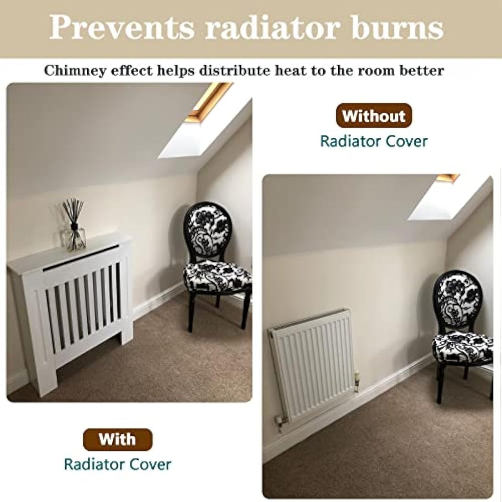 Royalswill White Radiator Cover – Small Vertical Slatted MDF Cabinet
