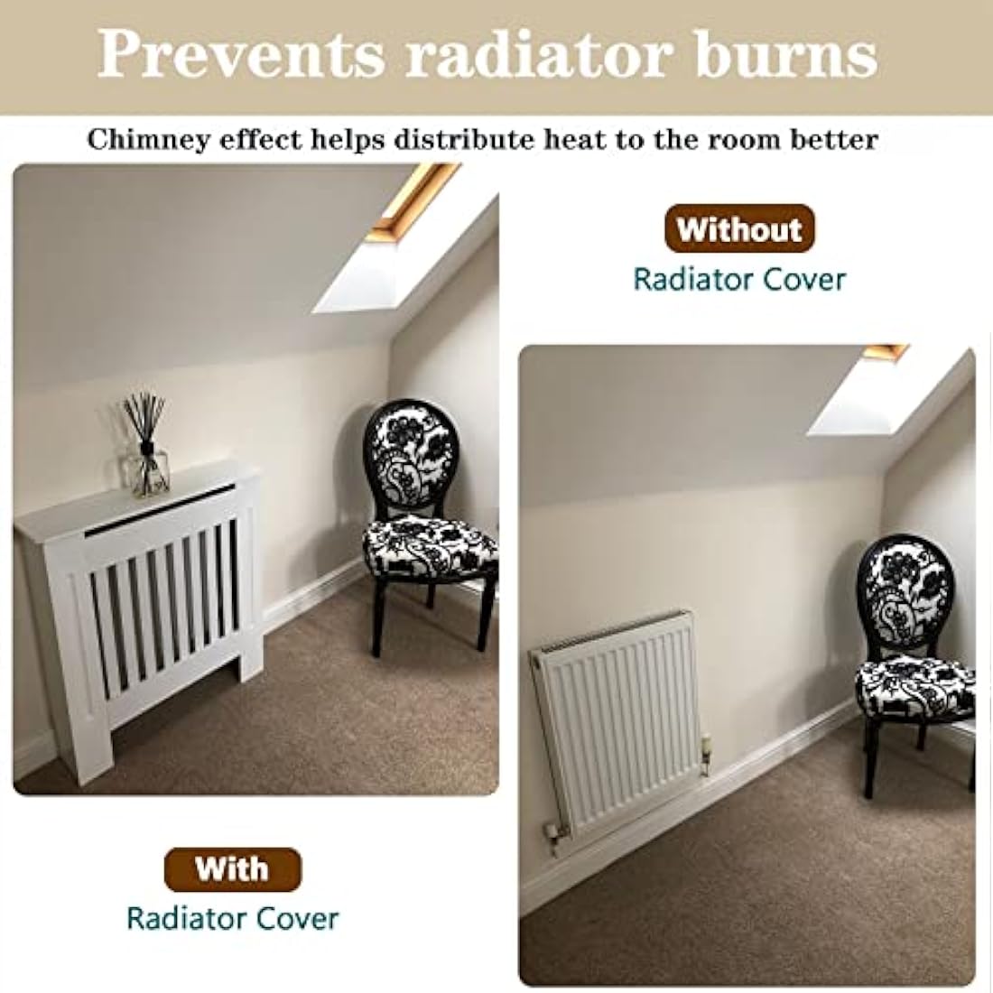 Royalswill White Radiator Cover – Small Vertical Slatted MDF Cabinet