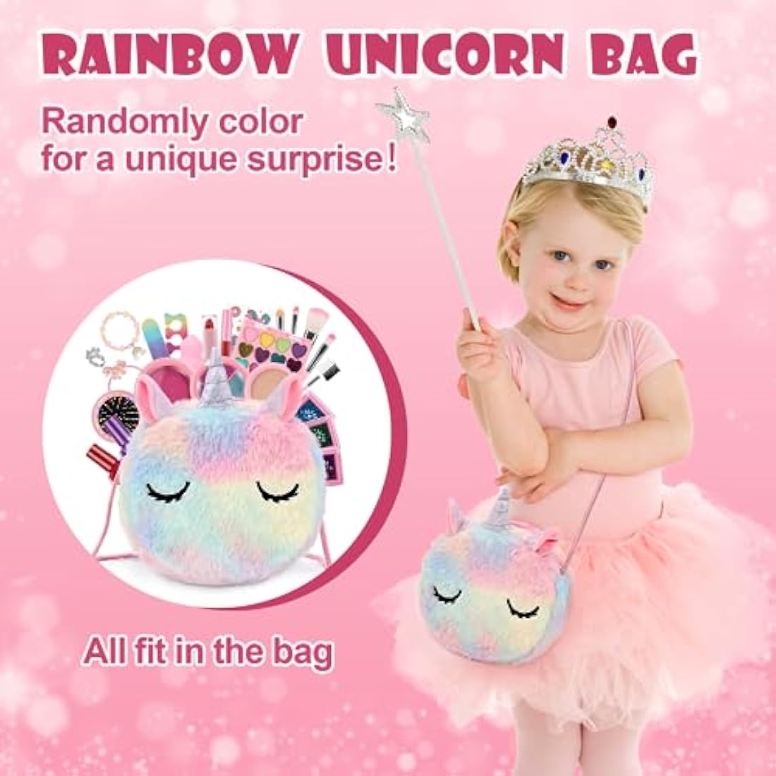 Anpro Kids Makeup Kit for Girls - 68Pcs Washable Pretend Play Set