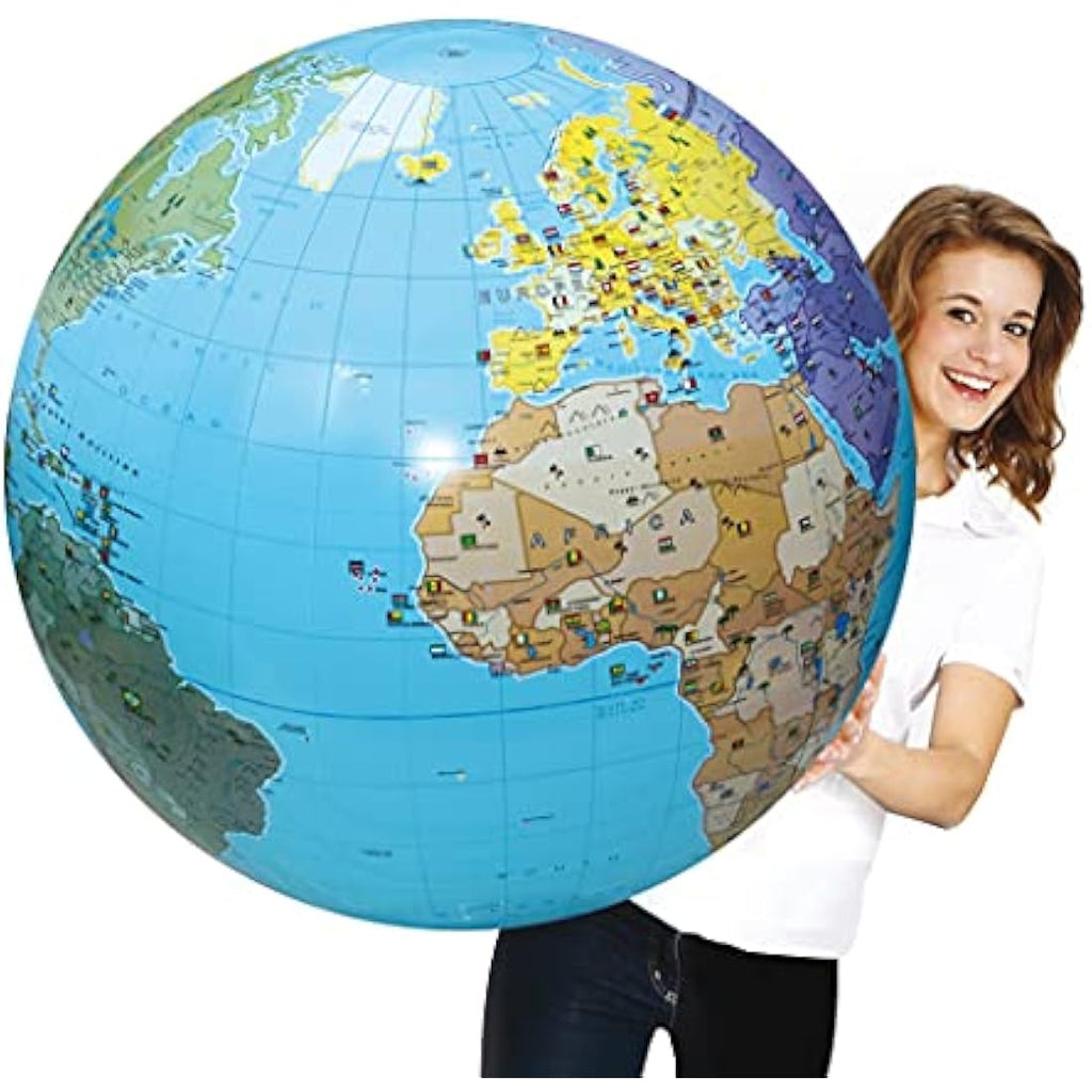 Caly XXL Inflatable World Globe - 85 cm Large Educational Map, Blue