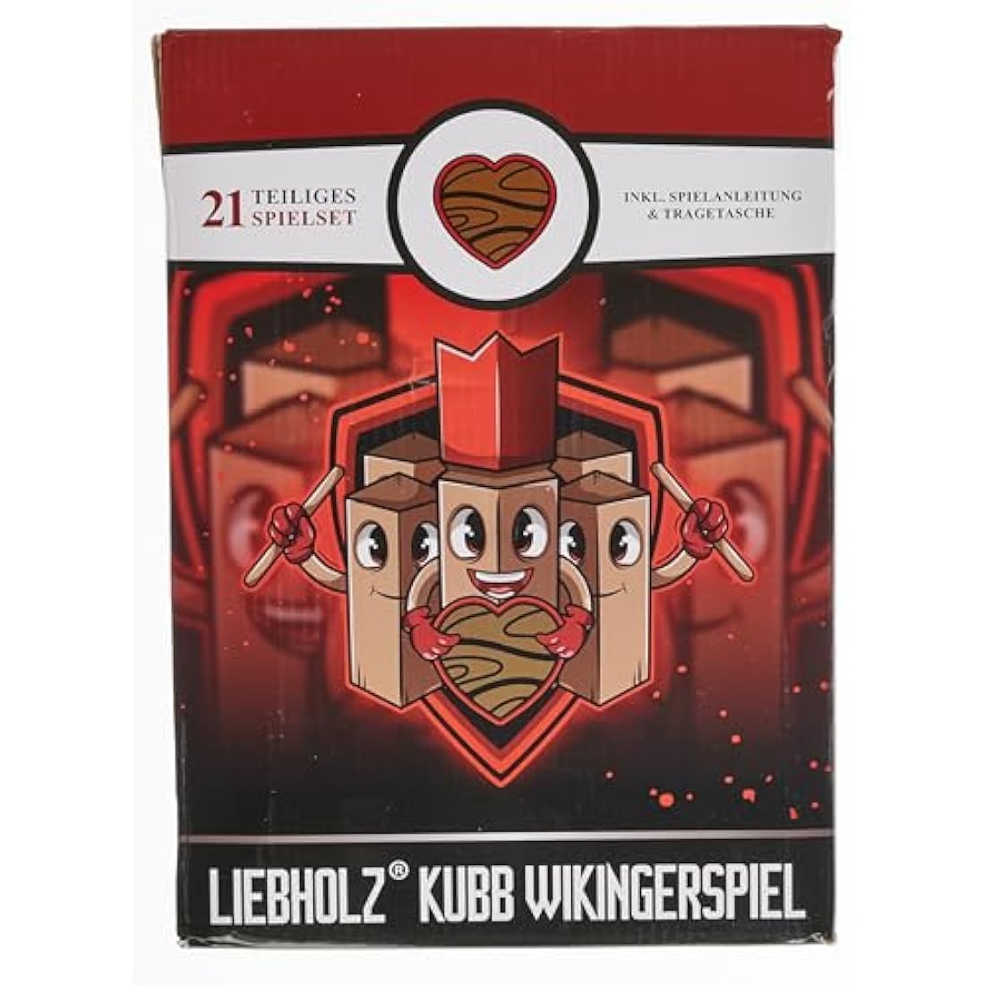 Liebholz® Kubb Wikingerspiel – FSC Gummibaumholz XL Set mit Tasche