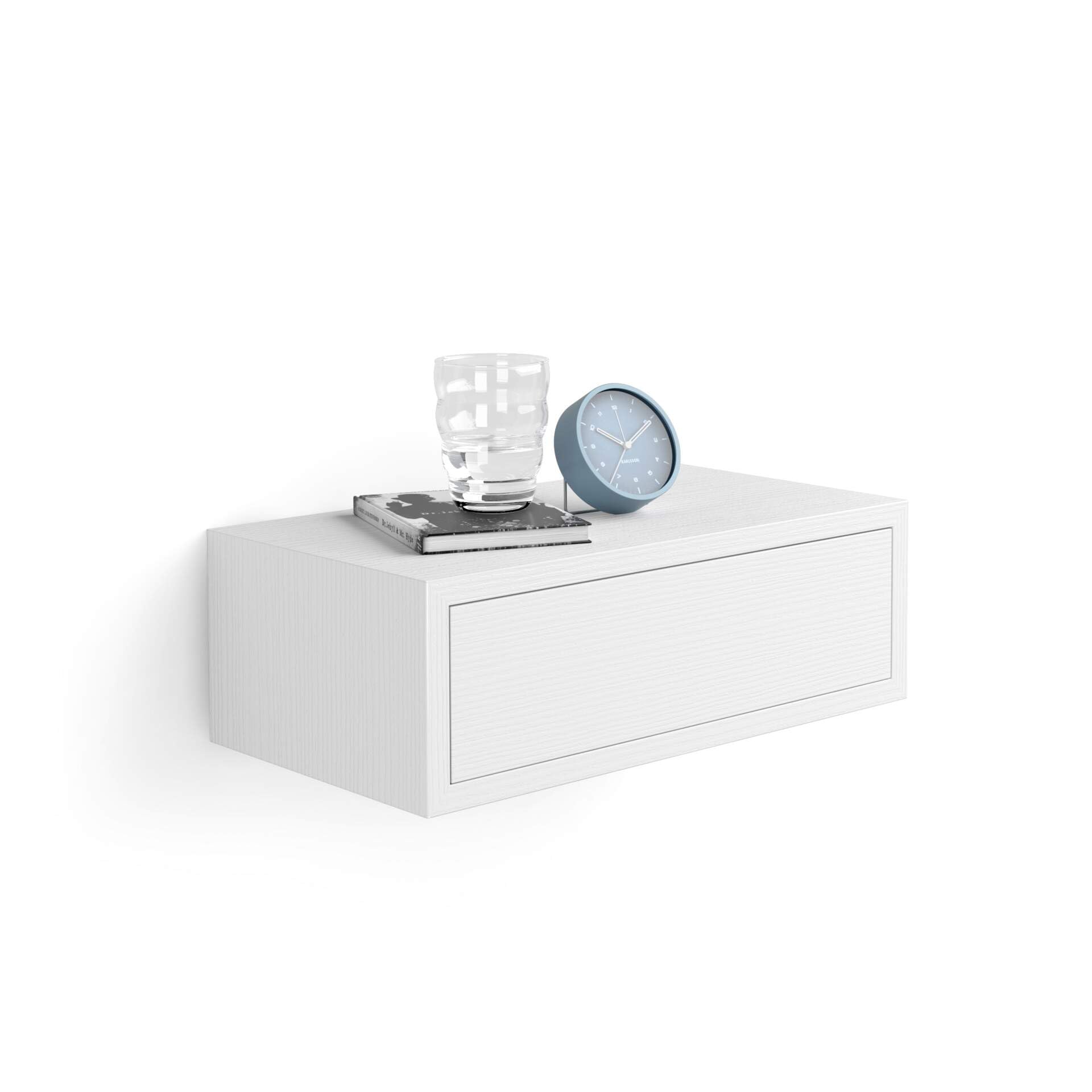 Mobili Fiver Riccardo Floating Bedside Table - White Wall-Mounted