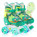 WESKIFAN Kids Dinosaur Roller Skates | Adjustable Quad Shoes with Light Up Wheels