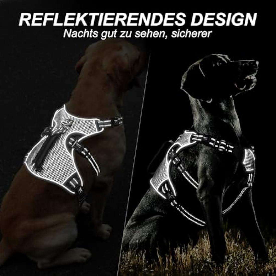 HEELE Escape Proof Dog Harness | Reflective No Pull Vest - Black, XL