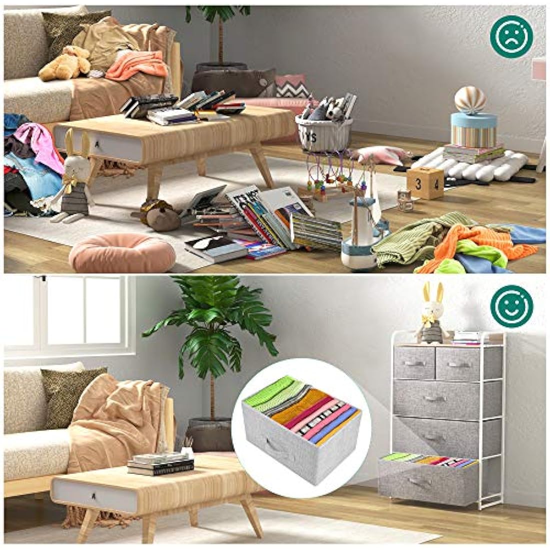 YITAHOME 5-Drawer Fabric Dresser | Storage Organizer with Wood Top