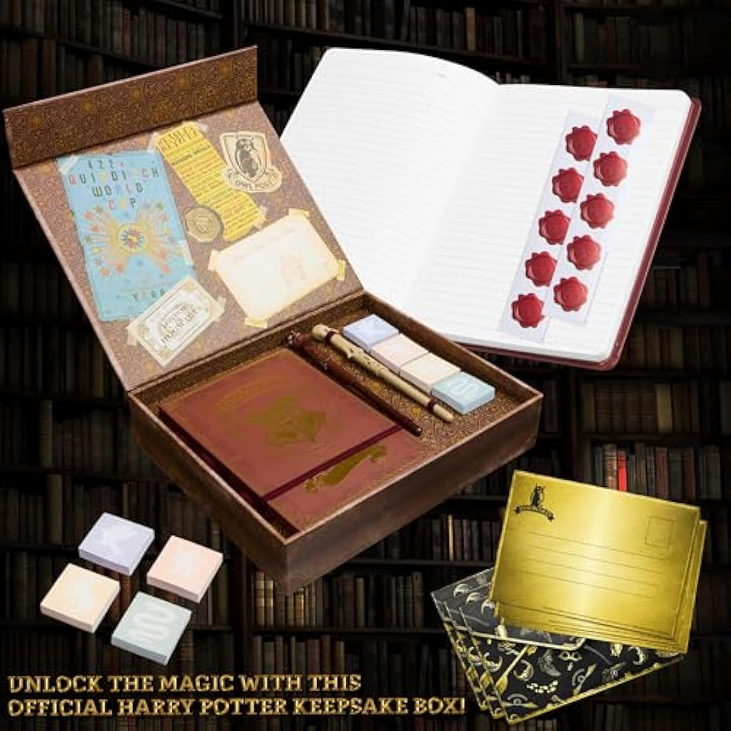 Harry Potter Stationery Gift Set – Hogwarts Keepsake Box with Wand Pens