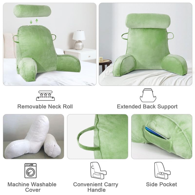 Mingfuxin Reading Pillow | Velvet Bed Backrest with Neck and Arm Support
