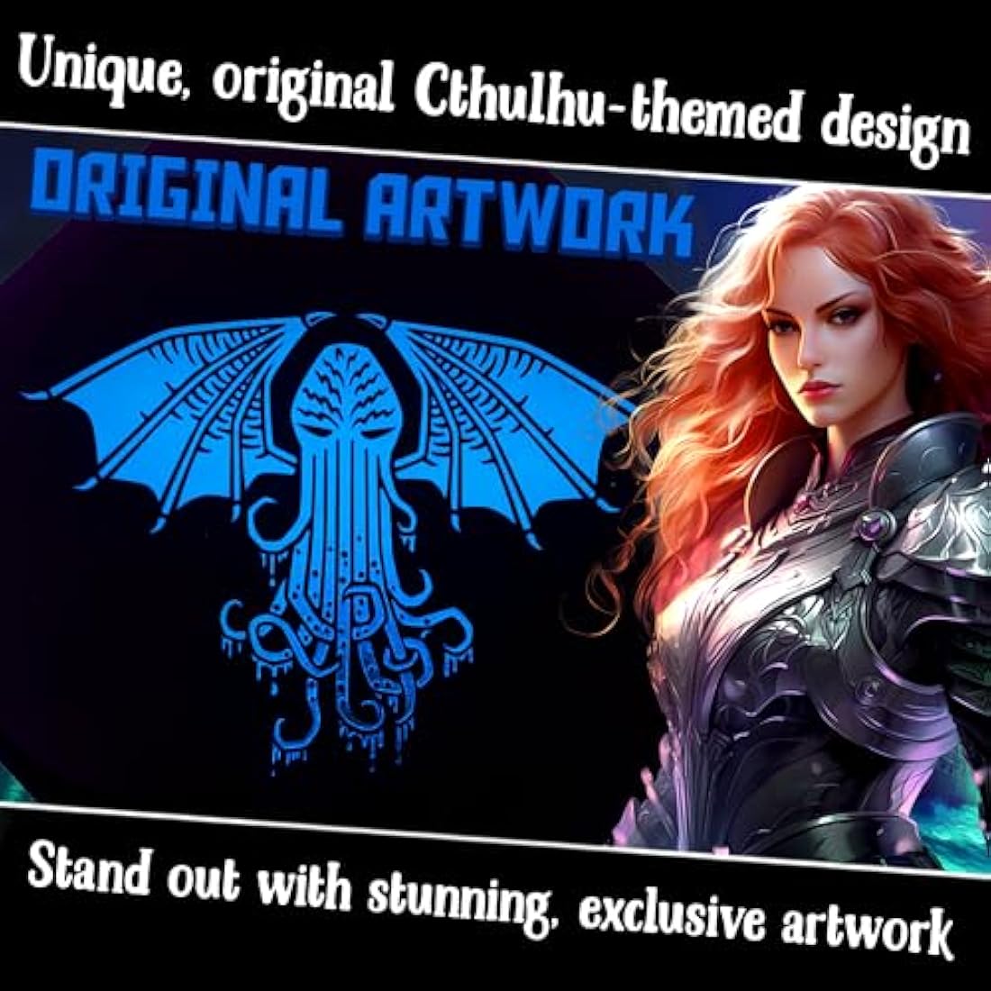 Cthulhu Tome Octagon Dice Tray with Lid – Blue Vegan Leather
