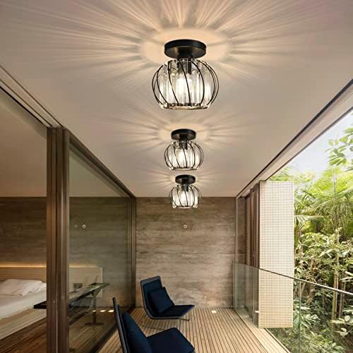 Crystal Chandelier Flush Mount Ceiling Light, Black – 2 Pack