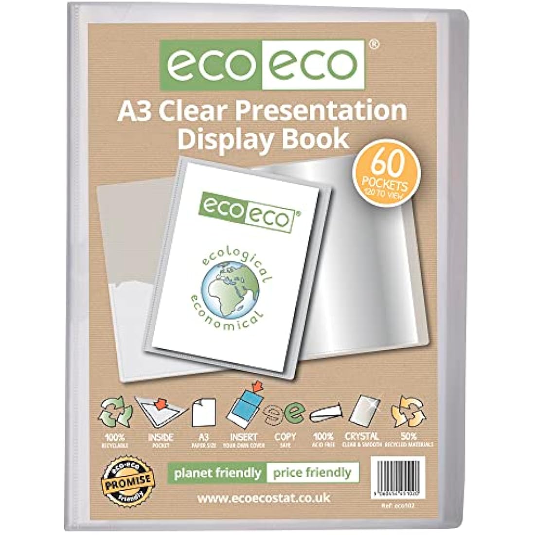Jolof Store A3 Recycled 60 Pocket Presentation Display Book Portfolio