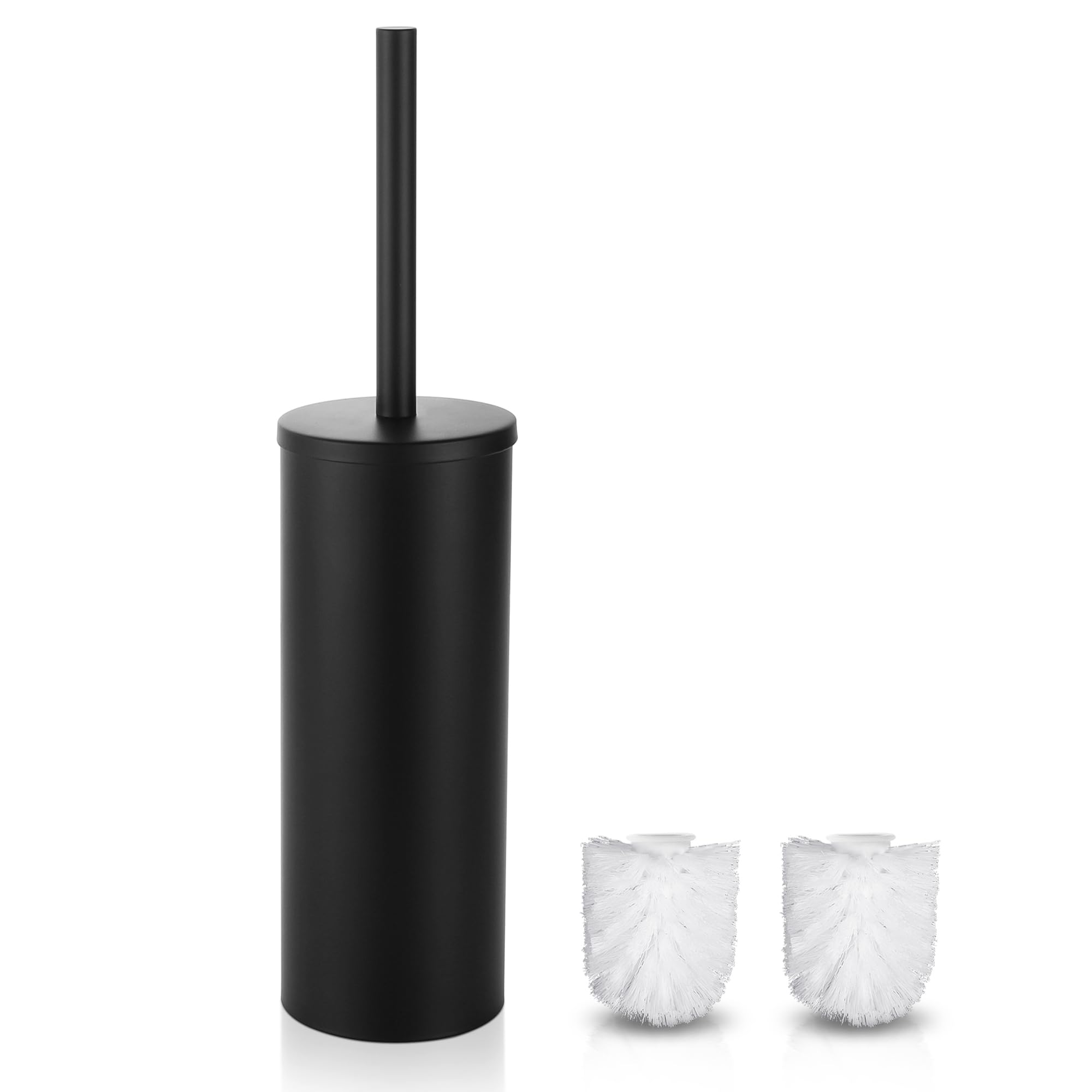 Gricol Stainless Steel Toilet Brush & Holder | Matt Black | 2 Brush Heads
