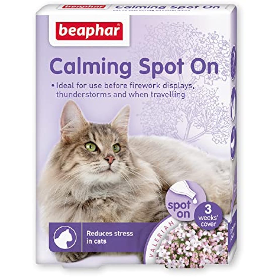 Beaphar Calming Spot-On for Cats – Natural Valerian Stress Relief – 3 Pipettes