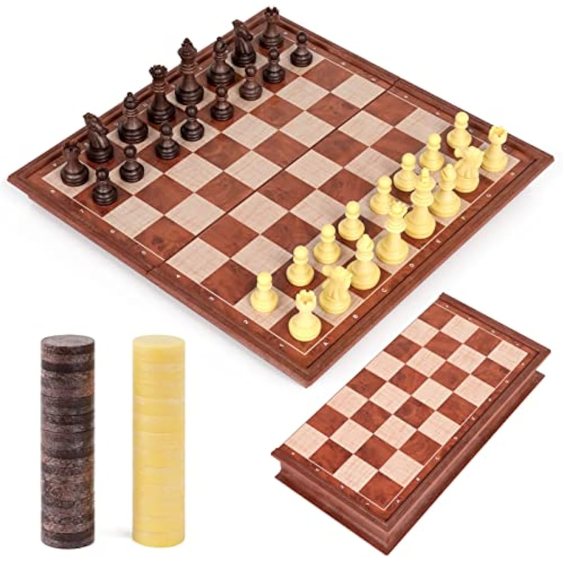 Peradix 2-in-1 Magnetic Chess and Checkers Set – Folding Travel Board