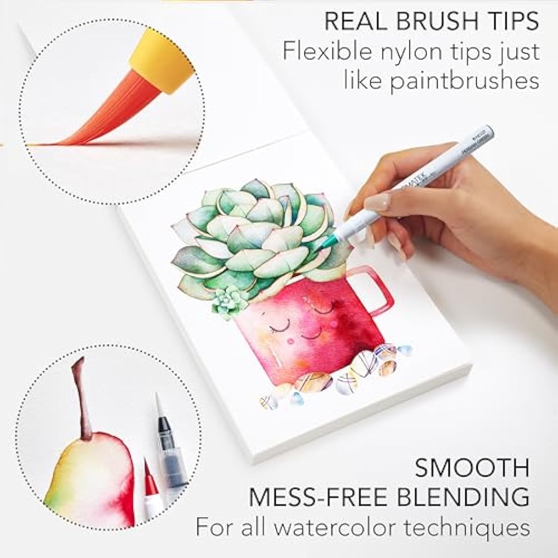 Chromatek Watercolor Brush Pen Set - 54 Pieces with Tutorial Pad