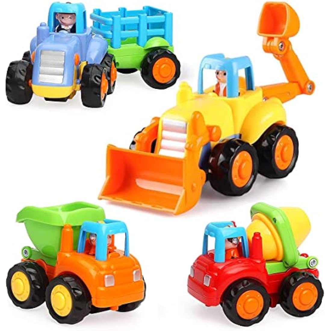 Jolof Store 4-Pack Friction Powered Construction Vehicle Toys for Toddlers