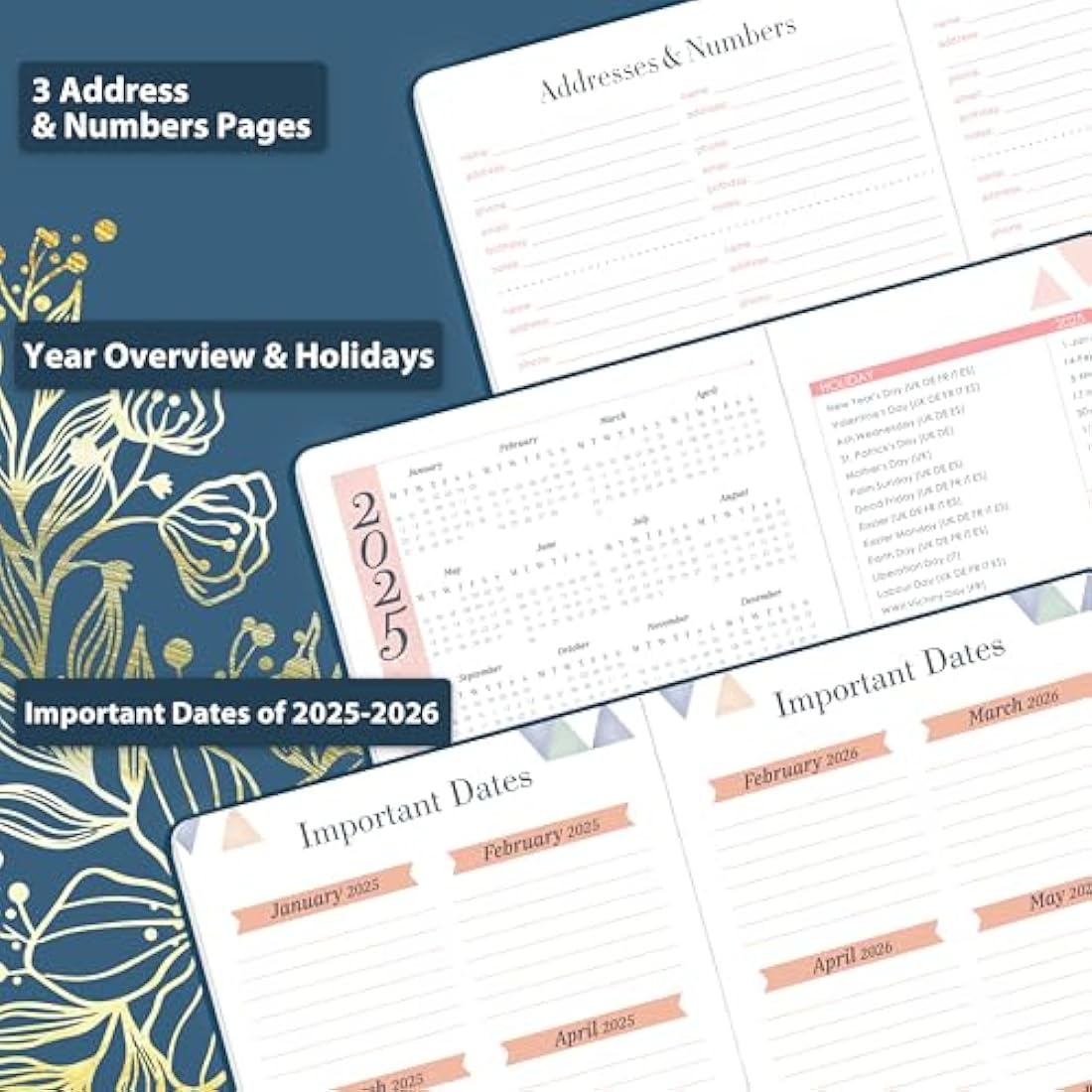 Academic Diary 2025-2026 – A5 Week to View Hardcover Planner