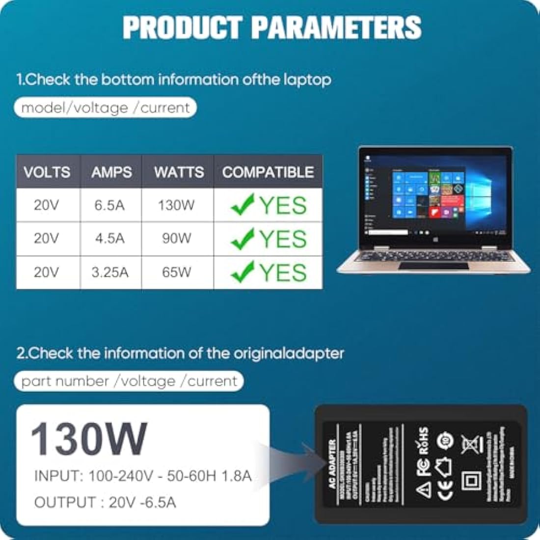 130W USB C Laptop Charger for Dell XPS, Precision & Latitude | Jolof Store