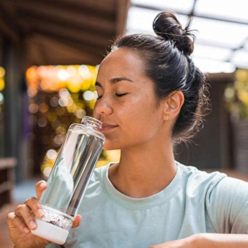 VitaJuwel inu! Crystal Water Bottle – Clear Quartz Borosilicate Glass