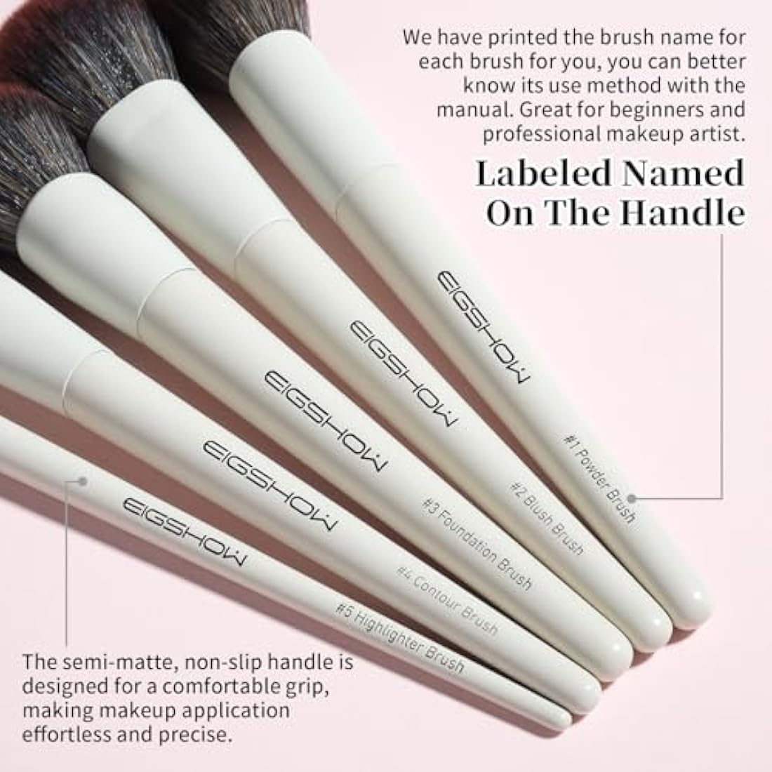 EIGSHOW MUA Pro 18 Pcs Professional Makeup Brush Set – Vegan Beige