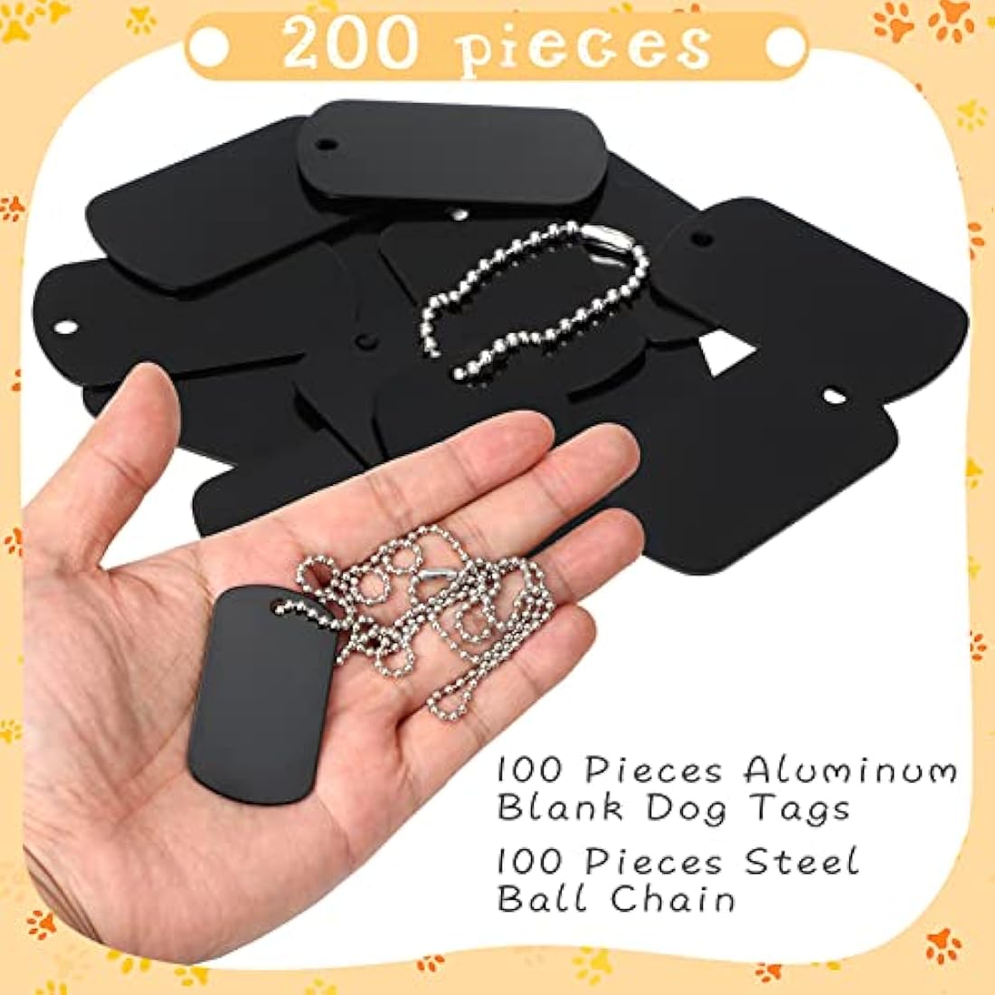 Jolof Store 200 Pcs Blank Dog Tags Set – Black Aluminum Metal Stamping Tags