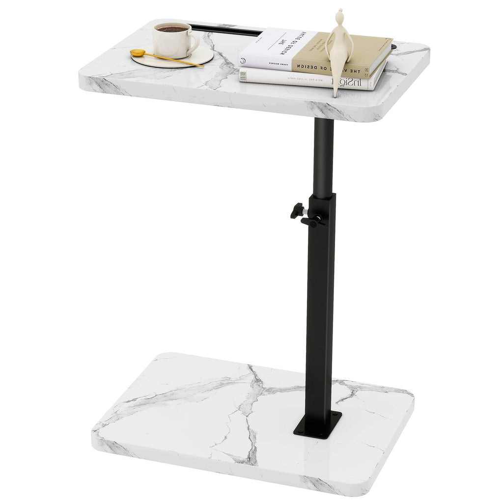IBUYKE C Shaped Side Table,Height Adjustable,White with Black TVT003BW - image 1
