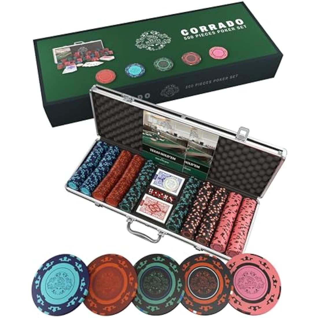 Corrado Poker Set | 500 Clay Chips & Professional Case