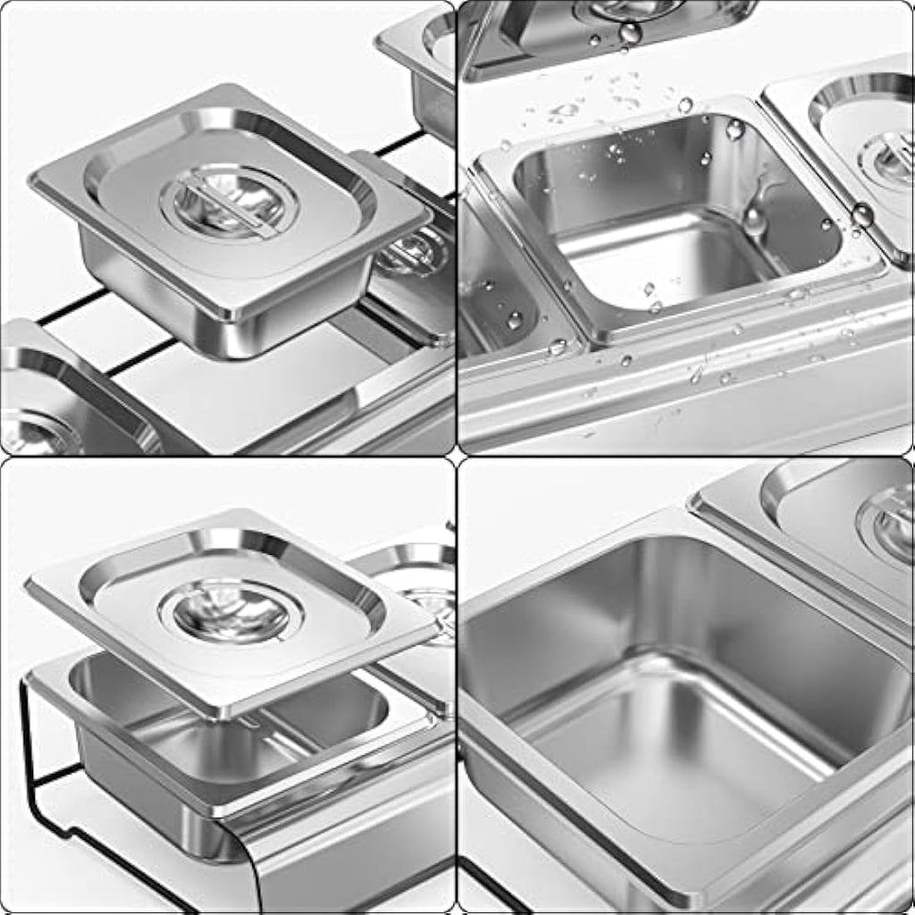 Onlyfire Pizza Topping Station – 5 Stainless Steel Prep Trays with Lid